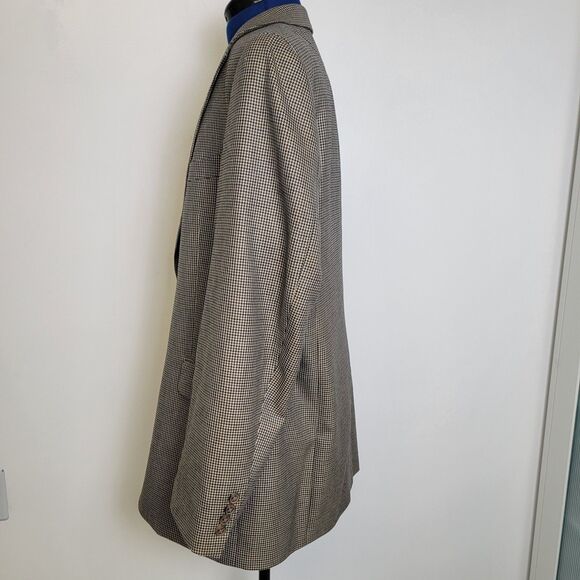 Arnold Brant Mens Tan/Black/Blue Houndstooth 100% Cashmere Blazer Jacket 44R - Picture 5 of 16